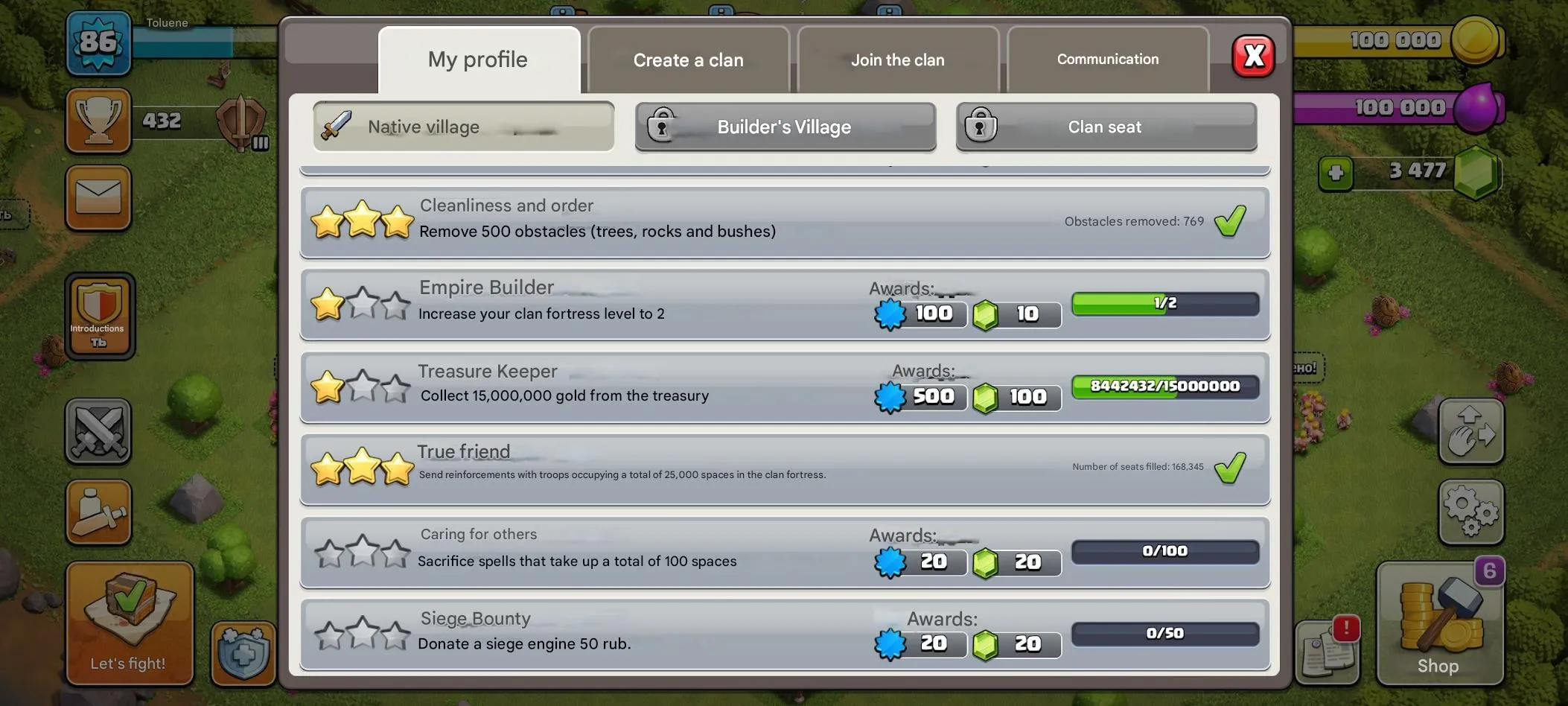 COC574 TH3 87 XP 3400 Gems 170k+ Troops Donated Max Heroes Rushed Base 